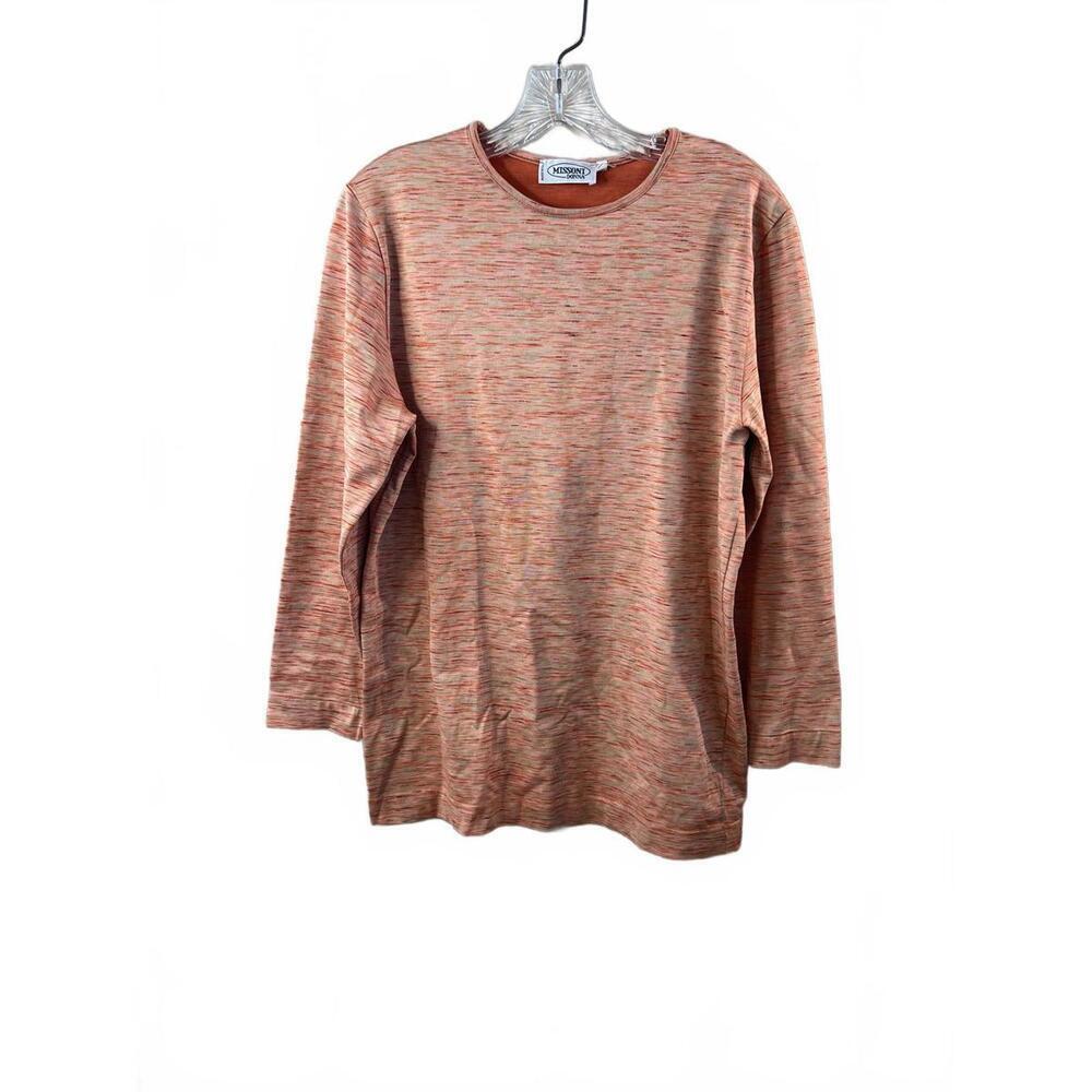 Missoni Women's Long Sleeve Variegated Orange Cotton Blend Top Size 46